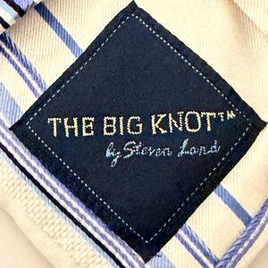 THE BIG KNOT Steven Land 100% Silk Necktie Classic Designer Side Striped Pattern